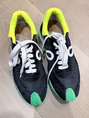 Loewe women’s Black Sneakers with Neon Yellow and Green Accents